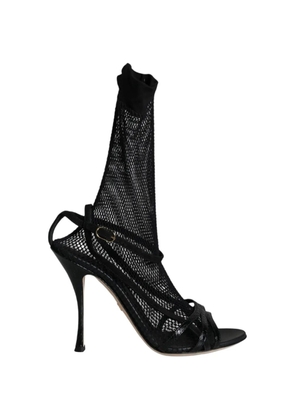 Dolce & Gabbana mesh-panelled leather heeled sandals - Black