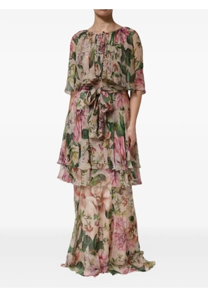 Dolce & Gabbana floral-print maxi dress - Neutrals