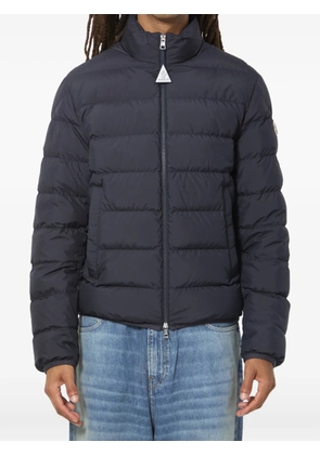 Moncler logo-patch hooded down jacket - Blue