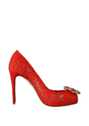 Dolce & Gabbana Taormina lace crystal-embellished heeled pumps - Red