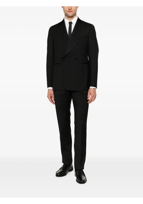 Tagliatore Super 110's double-breasted shawl-lapel wool blazer - Black