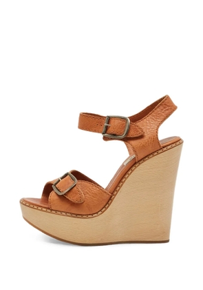 Chloé Pre-Owned leather wedge sandals - Brown
