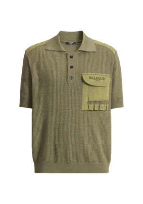 Balmain Balmain Vintage utility ribbed knit polo - Green
