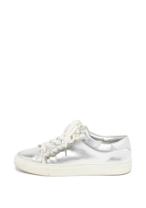 Tory Burch ruffle-trim lace-up sneakers - Silver