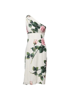 Dolce & Gabbana rose-print draped midi dress - White
