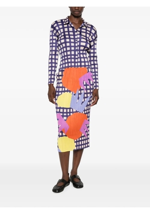 Pleats Please Issey Miyake Basket plissé-effect checked shirt - Blue