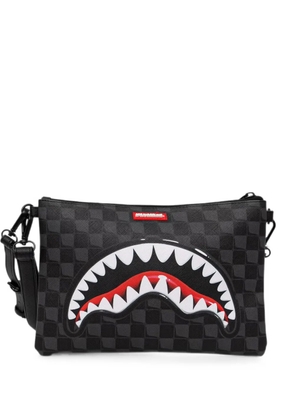 Sprayground check-pattern shark-motif clutch bag - Black