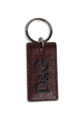 Dolce & Gabbana logo-plaque leather keychain - Brown