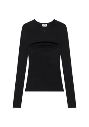 Courrèges cut-out logo-embroidered top - Black