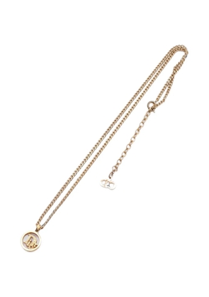 Christian Dior Pre-Owned 2000s rhinestone-embellished logo necklace - Gold