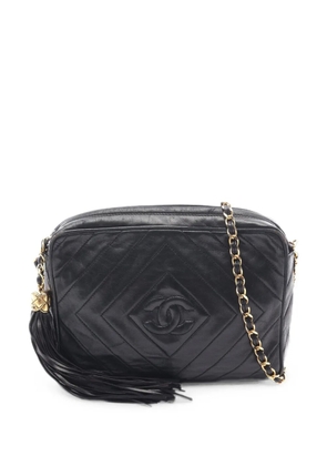 CHANEL Pre-Owned 1989-1991 CC diamond-quilted tassel crossbody bag - Black