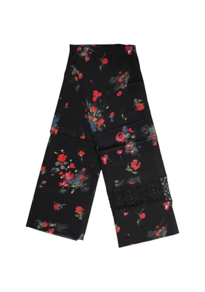 Dolce & Gabbana floral-print lace-trim scarf - Black