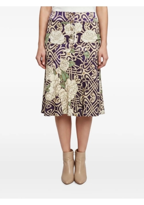 Roberto Cavalli Vintage floral-print flared midi skirt - Purple