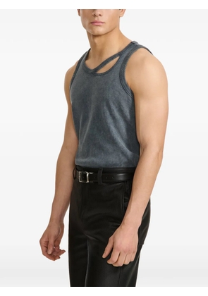 LGN LOUIS GABRIEL NOUCHI asymmetric-cutout washed-effect tank-top - Blue