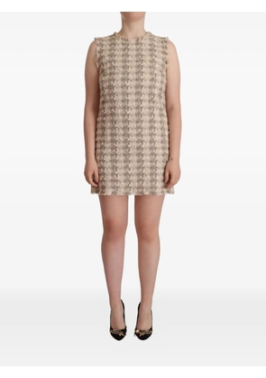 Dolce & Gabbana frayed-edge tweed mini dress - Neutrals