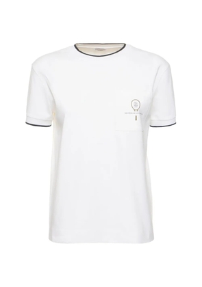 Brunello Cucinelli piped embroidered T-shirt - White