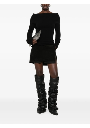 Rick Owens off-shoulder ribbed-knit sweater - Black