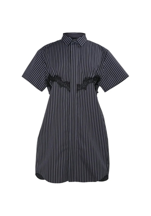 sacai lace-detail striped midi dress - Blue