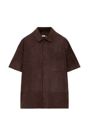 LOEWE debossed-logo suede shirt - Brown