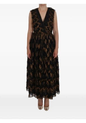 Dolce & Gabbana embroidered fringe-trimmed dress - Black