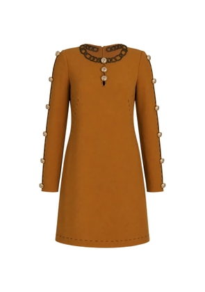 Dolce & Gabbana crystal-embellished decorative-button mini dress - Brown