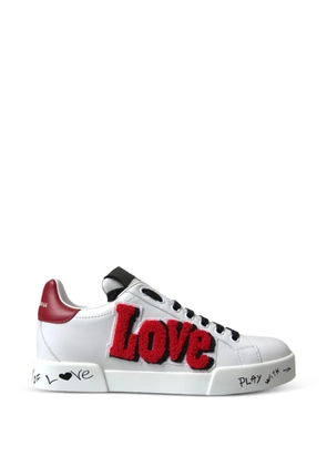 Dolce & Gabbana Portofino Love patch sneakers - White