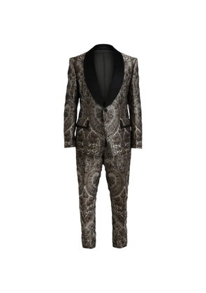 Dolce & Gabbana floral-jacquard three-piece suit - Brown
