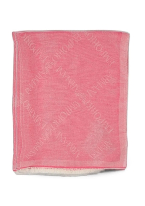 Emporio Armani logo-jacquard frayed-edge scarf - Pink