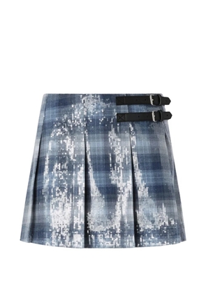 PINKO mini skirt with check pattern and sequins - Blue