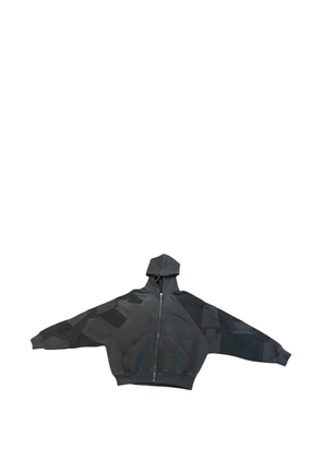 SECND SLF Tetris zip-up patchwork hoodie - Black