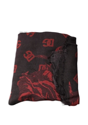 Dolce & Gabbana rose-print scarf - Black