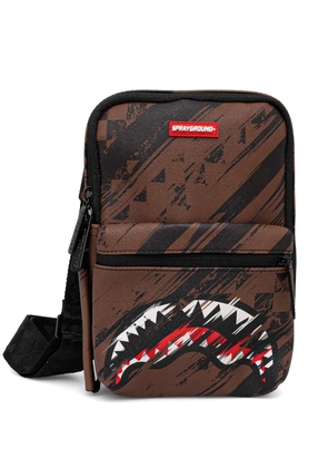 Sprayground Shark-print smeared shoulder bag - Brown