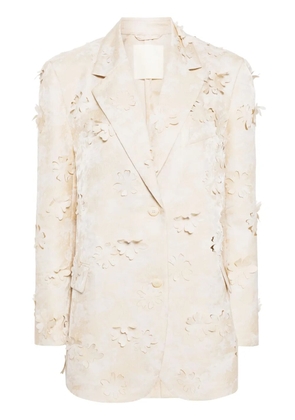 JNBY floral-appliqué single-breasted blazer - Neutrals