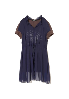 Undercover ruffled-trim graphic-print midi dress - Blue