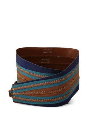 EXTÈ striped tie-fastening belt - Brown