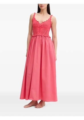 LIU JO crochet-knit lace-up midi dress - Pink