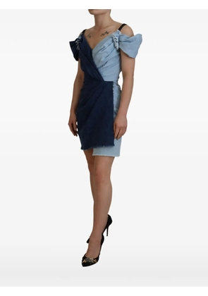 Dolce & Gabbana patchwork draped mini dress - Blue