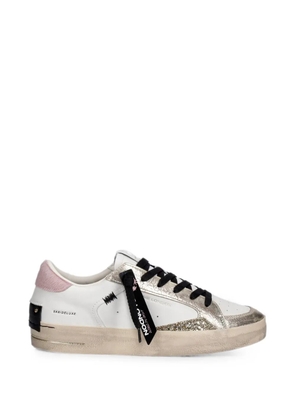Crime London Sk8 Deluxe crackled-effect glitter sneakers - White