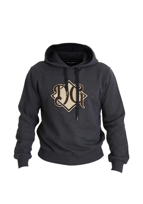 Dolce & Gabbana logo-embroidered cotton hoodie - Grey