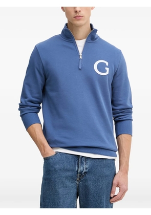 Gant logo-patch quarter-zip sweater - Blue