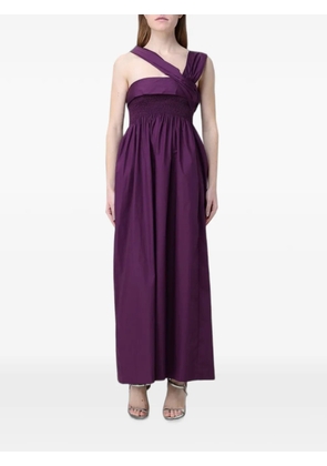 Tela one-shoulder shirred-waist dress - Purple
