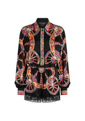Dolce & Gabbana Carretto-print lightweight satin jumpsuit - Black