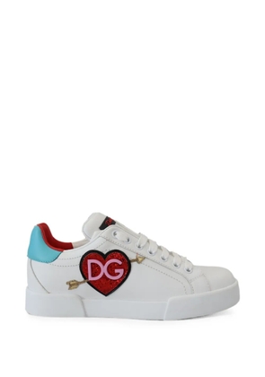 Dolce & Gabbana Portofino heart-patch leather sneakers - White