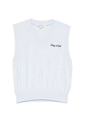 Sporty & Rich Filippa logo-embroidered V-neck vest - Blue