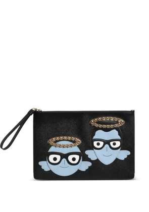 Dolce & Gabbana #DGFAMILY embellished leather clutch bag - Black