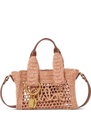 Chloé mini Summer Banana woven logo-patch tote bag - Pink