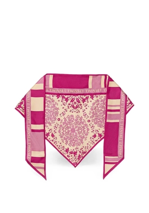 TWINSET floral-print striped scarf - Neutrals