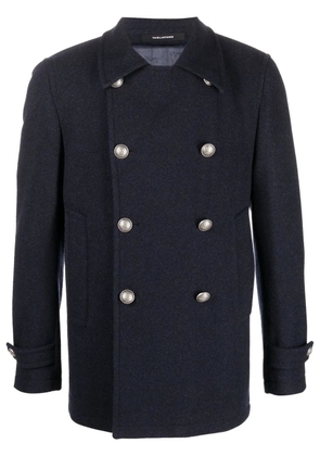 Tagliatore double-breasted wool-cashmere coat - Blue