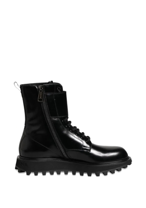 Dolce & Gabbana buckle-strap lace-up ankle boots - Black