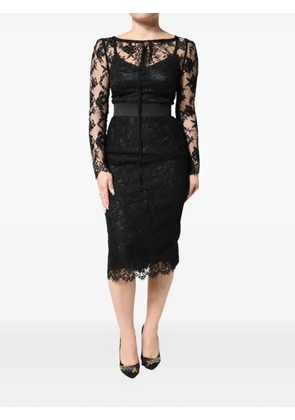 Dolce & Gabbana lace-trim midi dress - Black